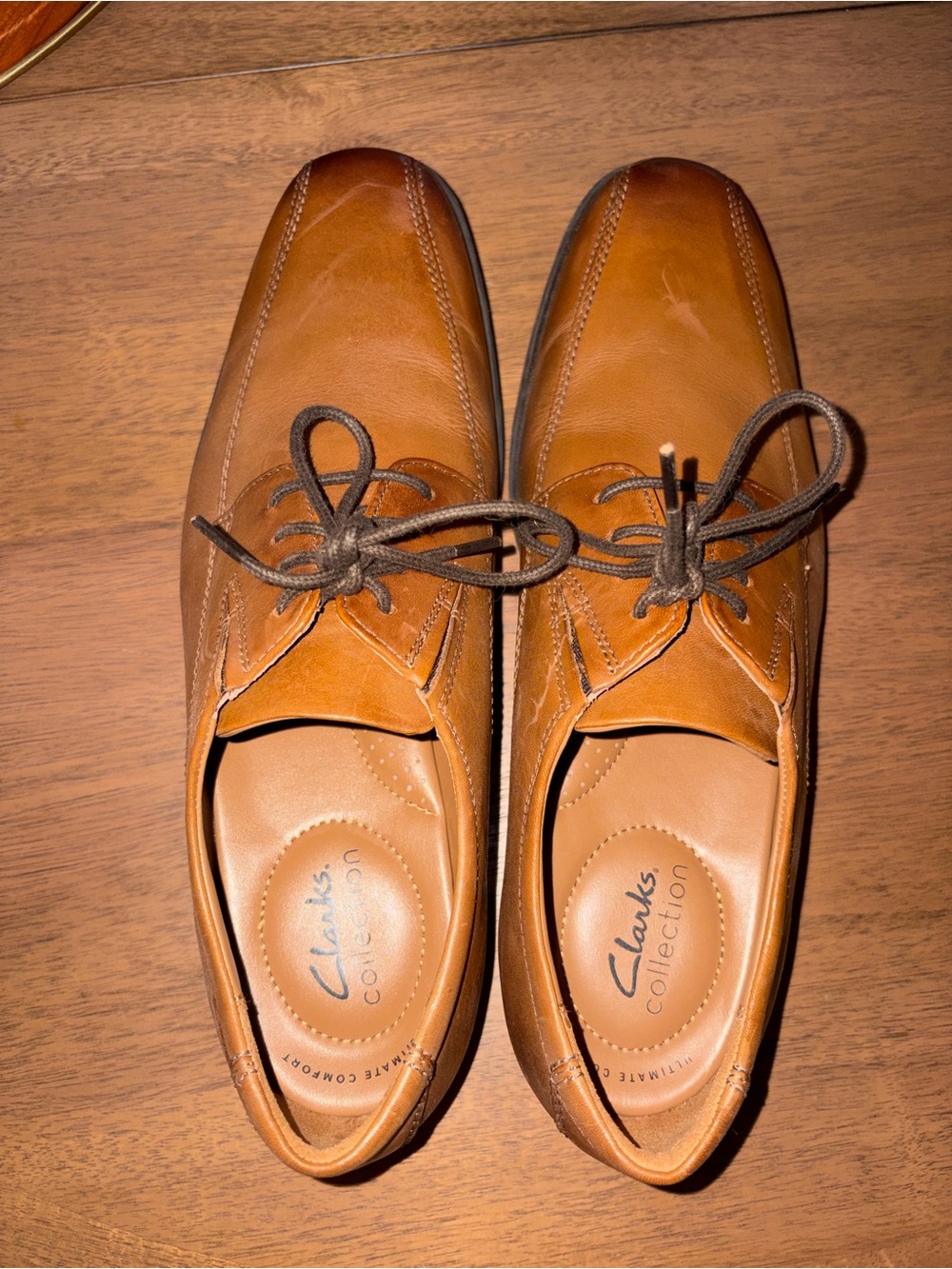 Clarks Brown Leather Lace-Up Oxfords